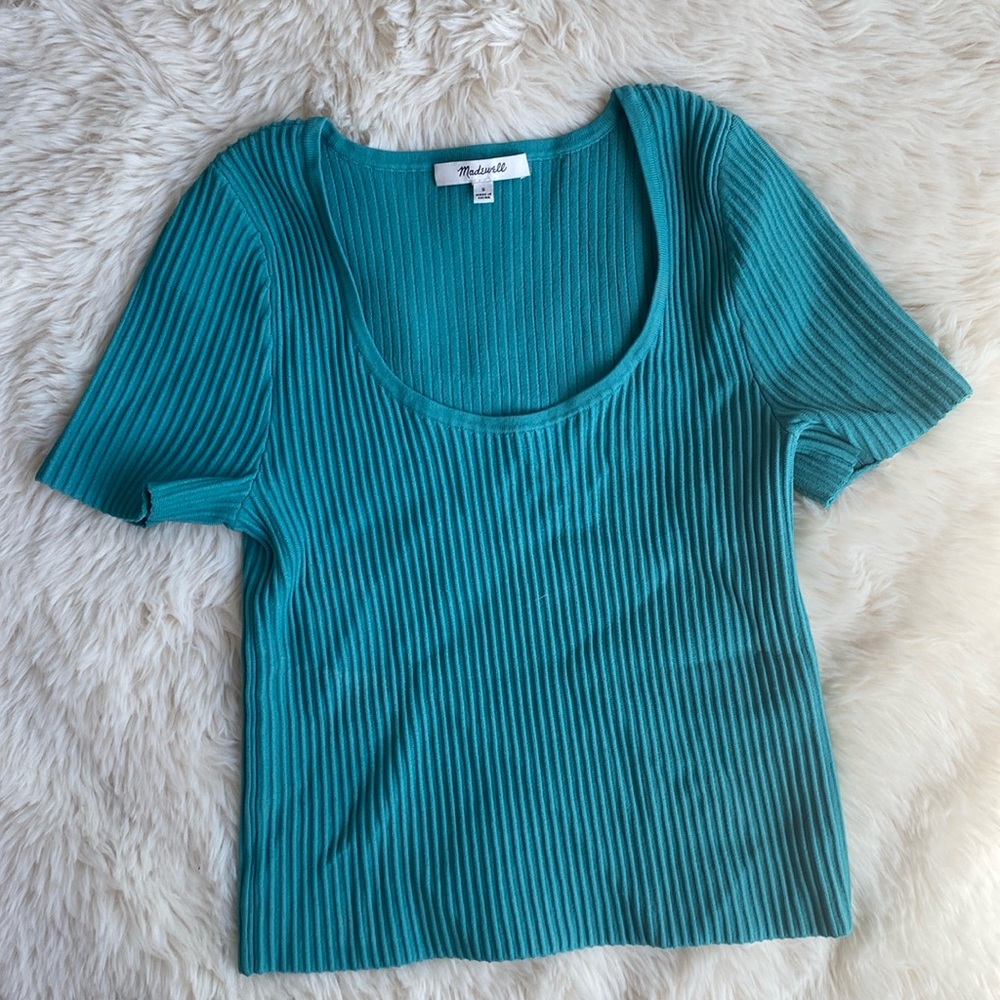 Madewell Turquoise Ribbed Crop Top